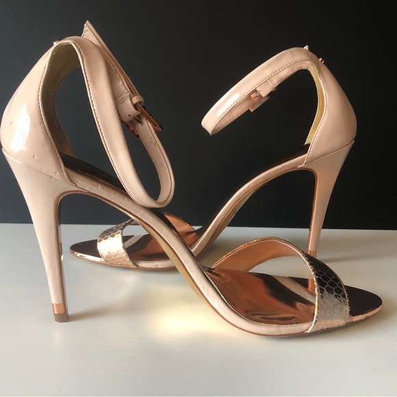 Ted Baker Pink/Nude/Rose Gold Ankle Strap Sandals Heels US 10.5 / EU 41 - Picture 9 of 11